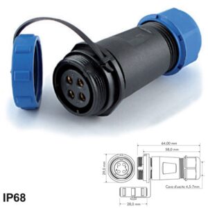 Presa Volante SP21 4 poli IP67